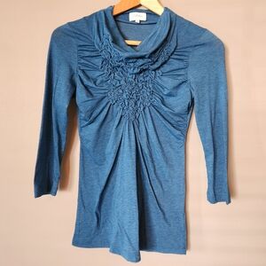 Anthropologie Deletta Stitch Detail Mock Neck Top